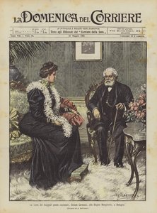 The visit of the national poet, Giosue Carducci, to Queen Margherita in Bologna by Achille Beltrame