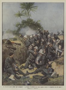 The Life of Our Soldiers at the Outposts, Rifle Fire Does Not Cease Even During by Achille Beltrame