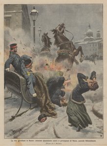 Daily Life in Russia, Bomb Attack Against the Governor of Moscow, General Holschelmann by Achille Beltrame