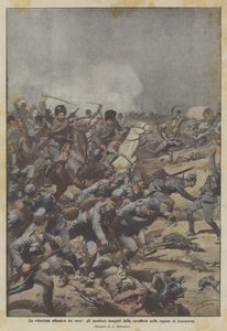 The victorious Russian offensive, the Austrians pursued by cavalry in the Czernowitz region by Achille Beltrame