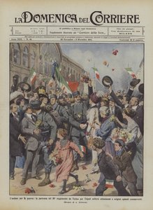 The Ardor for War, the Departure of the 50th Regiment from Turin for Tripoli Raised Enthusiasm by Achille Beltrame