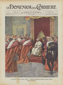 The Celebrations for the Papal Jubilee in Rome, Pope Leo XIII Receives the Greetings of the Sacred College by Achille Beltrame