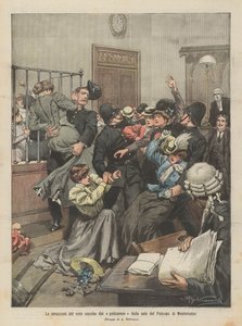 The Amazons of the Vote Expelled by Policemen from the Halls of the Palace of Westminster by Achille Beltrame
