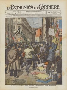 General Elections in Milan, Poster Battle Last Sunday in Galleria Vittorio Emanuele by Achille Beltrame