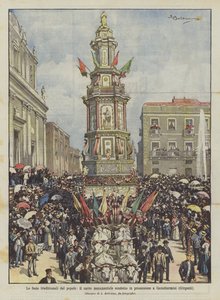 The Traditional Festivals of the People, the Monumental Cart Procession in Casteltermini (Girgenti)