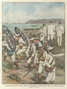 The great naval maneuvers of the entire Mediterranean fleet, Admiral Bettolo attends one