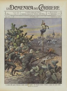 The Dangers of the Italo-Turkish War, Bedouins Sent to Cut Telegraph Wires Around by Achille Beltrame