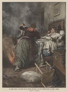 Heroic mothers, a woman who burns herself to save her two children from the fire and dies