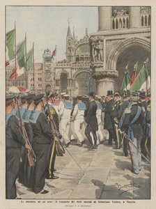 Honors to a Hero, the Transport of the Mortal Remains of Sebastiano Veniero to Venice by Achille Beltrame