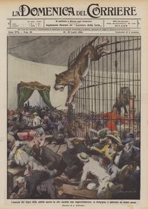 Lioness Escapes from Open Cage During a Performance in Burgundy by Achille Beltrame