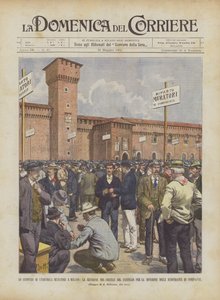 The Strike of Eleven Thousand Bricklayers in Milan, The Meeting in the Courtyard of the Castle for the Division