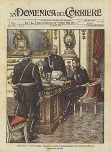 Tsar Nicholas II signs the ukase related to the project for the improvement of the empire