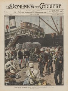 The last period of the great combined maneuvers, boarding of material and troops by Achille Beltrame