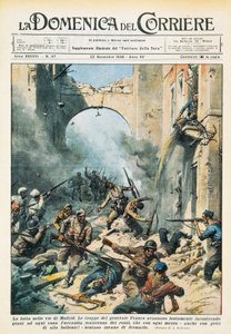 Melee in Streets of Madrid During Spanish Civil War by Achille Beltrame