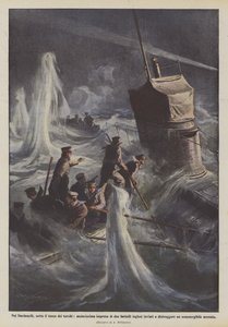 In the Dardanelles, under Turkish fire, a daring feat of two English boats sent
