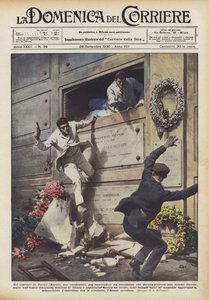 In the cemetery of Portici (Naples), two carabinieri to catch a blackmailer by Achille Beltrame