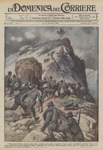 In the Fassa area (Avisio), after a fierce fight, the alpini occupied the rugged peak of Cauriol...