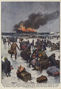Due to a Violent Fire on Board the Soviet Steamer Sakhalin in the Sea of Okhotsk... by Achille Beltrame