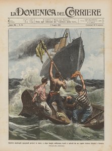 Four Spanish Castaways Lost at Sea, and After Long Sufferings, Spotted and Rescued by Achille Beltrame