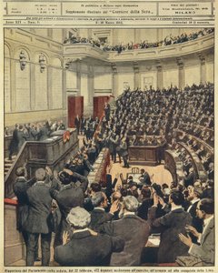 Re-opening of Italian Parliament on evening of 22nd February, cheering of army after its successful campaign in Libya