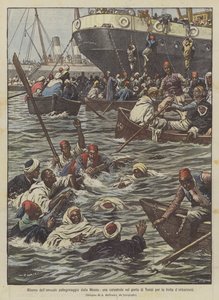 Return of the annual pilgrimage from Mecca, a catastrophe in the port of Tunis due to the rush to embark by Achille Beltrame