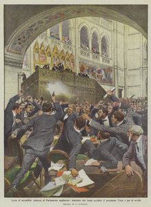 Scenes of Incredible Violence in the Hungarian Parliament, Deputy Attempting to Kill the President