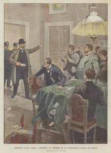 Discovery of a Gambling Den in Florence, The Police Invade the Gaming Room by Achille Beltrame