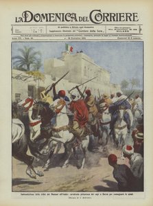 Submission of the Mansur Tribe to Italy, Picturesque Ride of the Leaders in Derna to Surrender Their Weapons by Achille Beltrame