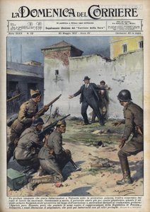 Spanish Civil War: Polish Diplomat Captured When Embarking in Valencia for Poland Narrowly Escaped Execution by Republican Troops, Thanks to the Intervention of Polish Minister Szumiakowski. Illustration of Achille Beltrame in 