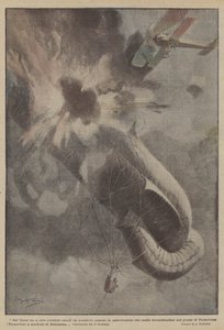 In the Carso, One of Our Aviators Attacked an Enemy Observation Balloon, Which Fell Burning