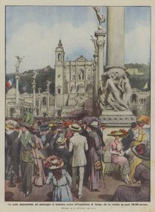 On the Monumental Bridge Last Sunday Afternoon at the Turin Exhibition, Which Was Visited by Achille Beltrame