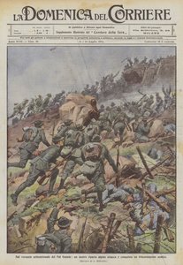 On the northern slope of Pal Grande, our alpine unit attacks and conquers an enemy trench by Achille Beltrame