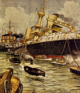 The Andrea Doria battleship run aground near Gallipoli, from La Domenica del Corriere