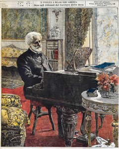 The Italian composer Giuseppe Verdi in his study (plate by Achille Beltrame) by Achille Beltrame