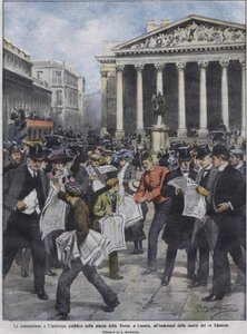The day after King Edward VII died. Illustration by Achille Beltrame. May 1910