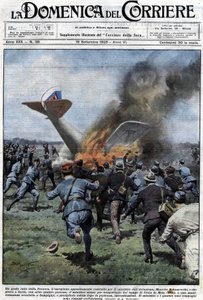 The plane, built for French aviation minister Maurice Bokanowski, who was to take him and four other people to the Camp de la Croix de Metz for a demonstration in Sampigny, crashed shortly after takeoff, catching fire. The minister and the other four peopl by Achille Beltrame
