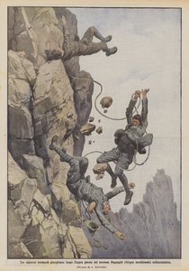 Three Lombard Mountaineers Fall Down the Steep Wall of the Magnaghi Tower (Southern Grigna), Crushing Themselves by Achille Beltrame