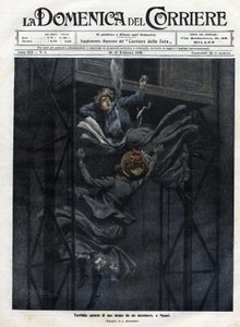 Two women fell from an elevator in Naples in 1910 by Achille Beltrame
