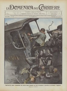 Humble Acts of Valor: Engineer Suddenly Stops a Train, Overturning the Engine by Achille Beltrame