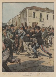 Humble Heroes, Soldier Barone Shields an Officer with His Own Chest During a Riot
