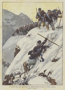 A Captain of the Alpini Falls into a Ravine During a March on Mount Telegraph