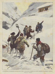 A Detachment of Carabinieri Blocked by Snow and Rescued by the Parish Priest and Some Brave Men of Boissano (Albenga) by Achille Beltrame