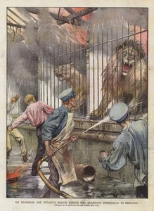A Fire in the Ferocious Beasts Section of the Berlin Zoological Garden by Achille Beltrame