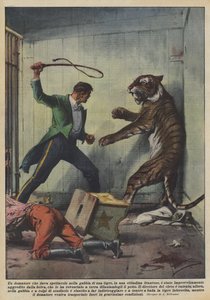 A Tamer Performing in a Tiger Cage in a French Town