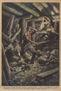 A miraculous rescue in the lignite mines of Castelnuovo (Arezzo) by Achille Beltrame