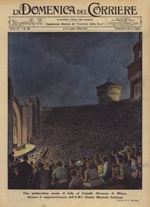 A Spectacular Evening Crowd at the Sforza Castle in Milan, During the Performances by Achille Beltrame