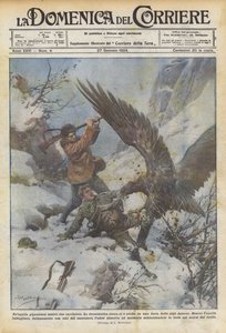 A Gigantic Eagle Against Two Hunters
