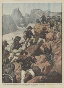 A daring march of the 12th Bersaglieri cyclist company on the Alps, the ascent of the glacier
