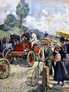 First round of Italy by car in 1901 illustration by Achilles Beltrame