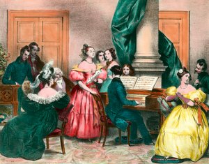 A musical afternoon in family by Achille Devéria
